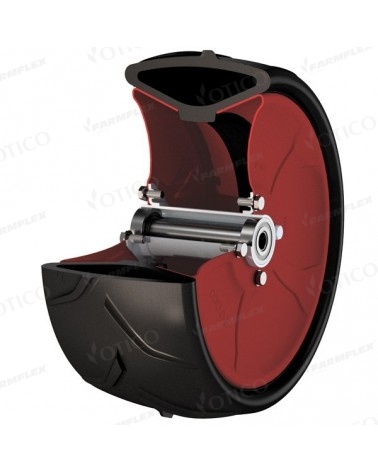 Roue métal rouge 370x165 / profil souple CS / moyeu 16.5x138