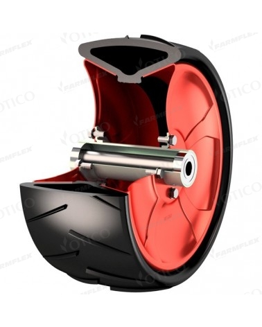 Roue métal rouge 370x165 / profil souple CS / moyeu 20x149