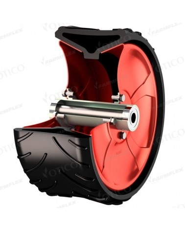 Roue métal rouge 370x165 / profil CV / moyeu 20x180