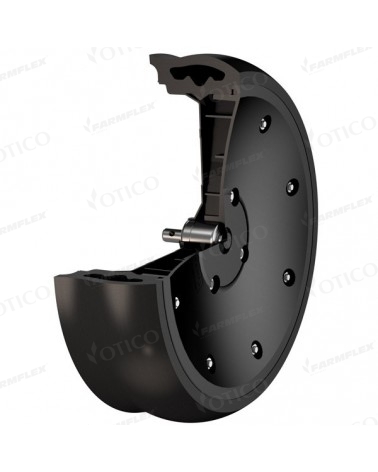 Roue de jauge 400x115 flasque métal & polymer / axe sortant